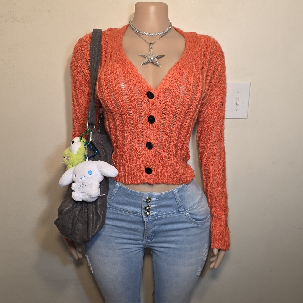 Gianni Bini Coral Button-Up Cardigan Sweater